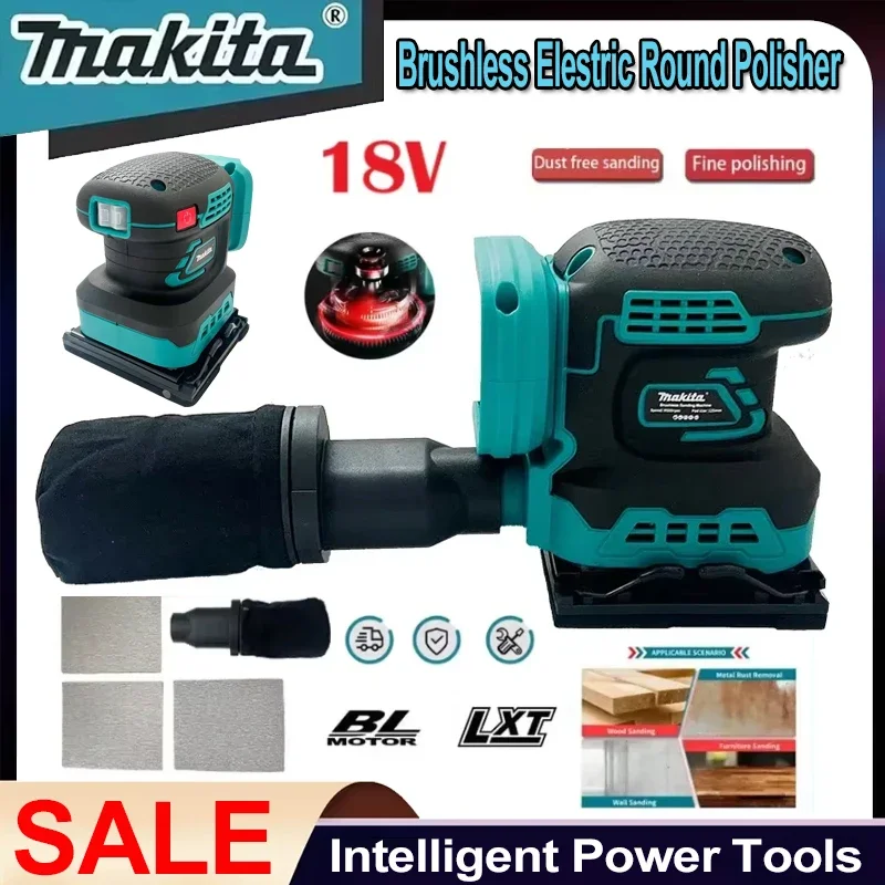 Akku-Schleifer von Makita, Lithium-Schleifpapiermaschine, Handschleifmaschine für Möbel, flache Poliermaschine, passend für 18-V-Batterien von Makita Image