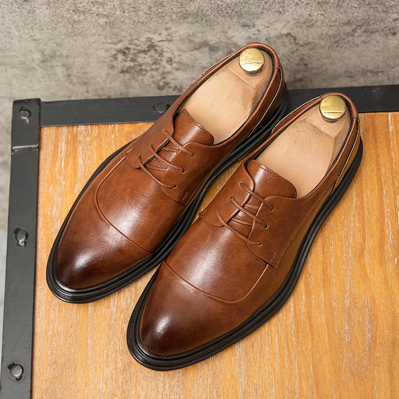 Herren Leder Brogue Anzugschuhe Formelle Business-Schuhe Braun Hochzeit Italienische Bankett Casual Luxus Größe 46