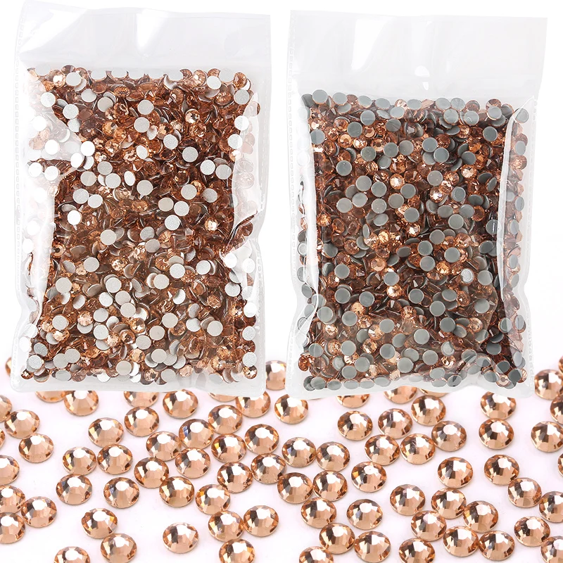 QIAO Champagner Strass Flatback Kristall Hotfix Strass Glas Glitter Edelsteine Strass Dekorationen Zubehör Nail art Kleid Image