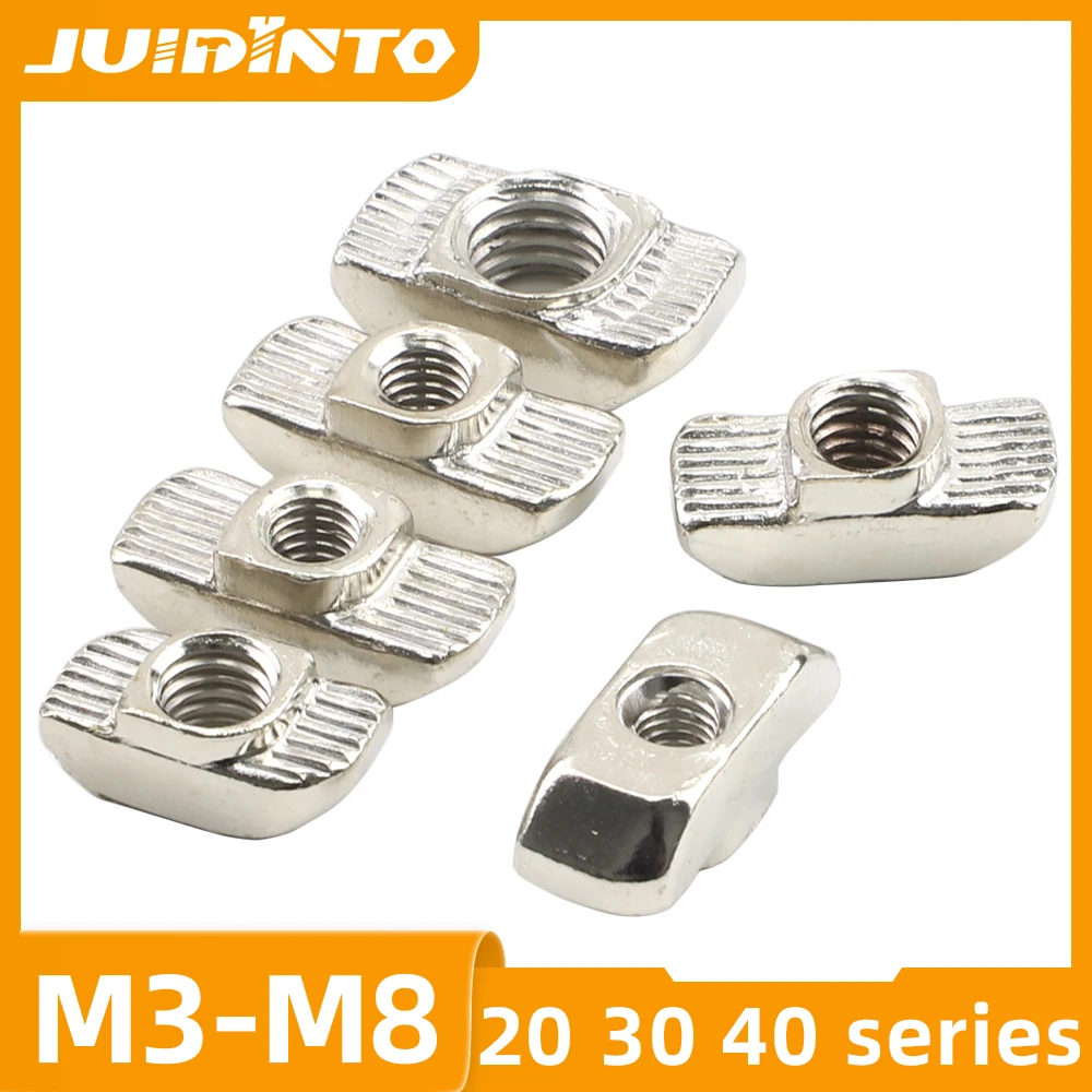 15 Stück T-Muttern M3 M4 M5 M6 M8 Kohlenstoffstahl T-Nuttermutter Hammerkopf-Befestigungs-Gleitmutter für Aluminiumprofil der Serie 2020 3030 4040 Image