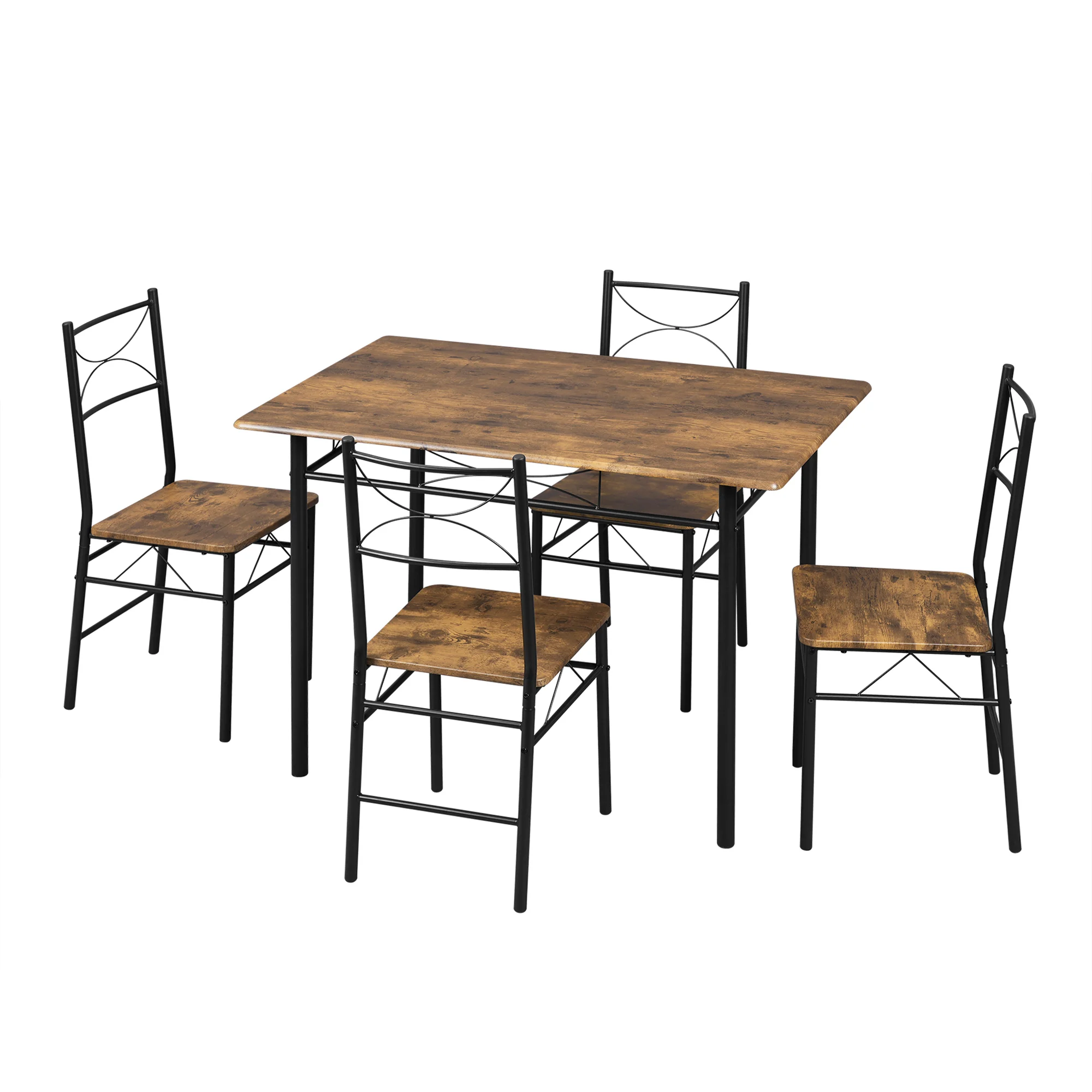 WOLTU Esszimmer-Set, Esstisch mit 4 Stühlen für 4 Personen, Metallrahmen, Küchentisch, rechteckiger Restauranttisch, Esszimmer, Zuhause Image