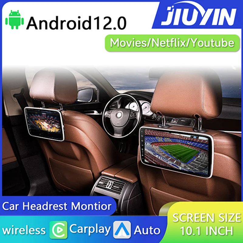 JIUYIN 10,1 Zoll Apple CarPlay Android Auto Kopfstütze Monitor Display Touchscreen Für Rücksitz Mulitimedia Automotiva Voiture Image