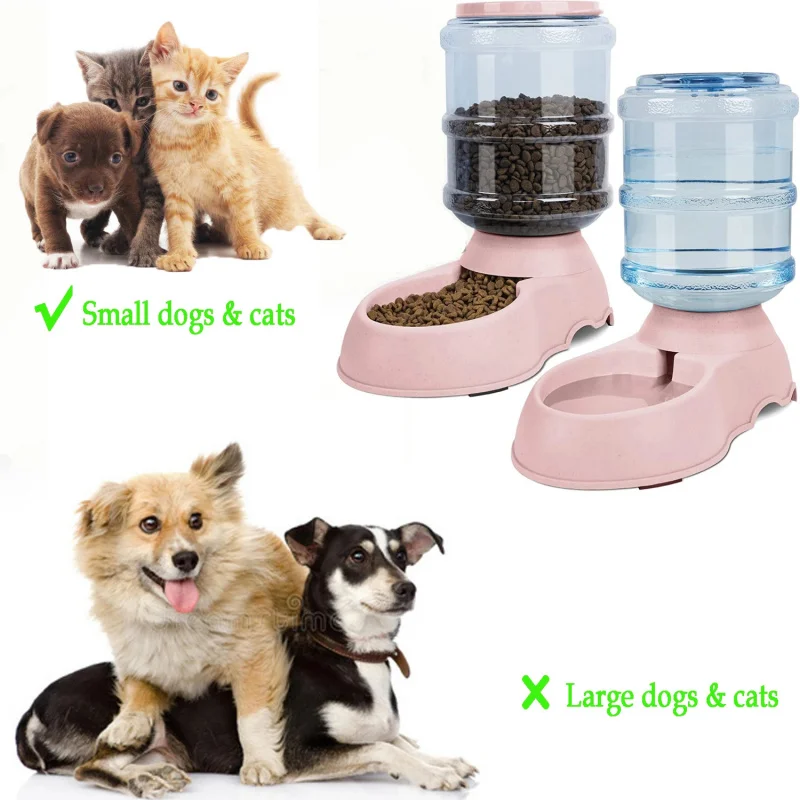 Bol de nourriture pour animaux de compagnie de grande capacité 3,8 L, bol de nourriture pour petit chien, distributeur d'eau automatique, bol de nourriture et d'eau pour chien et chat, accessoires