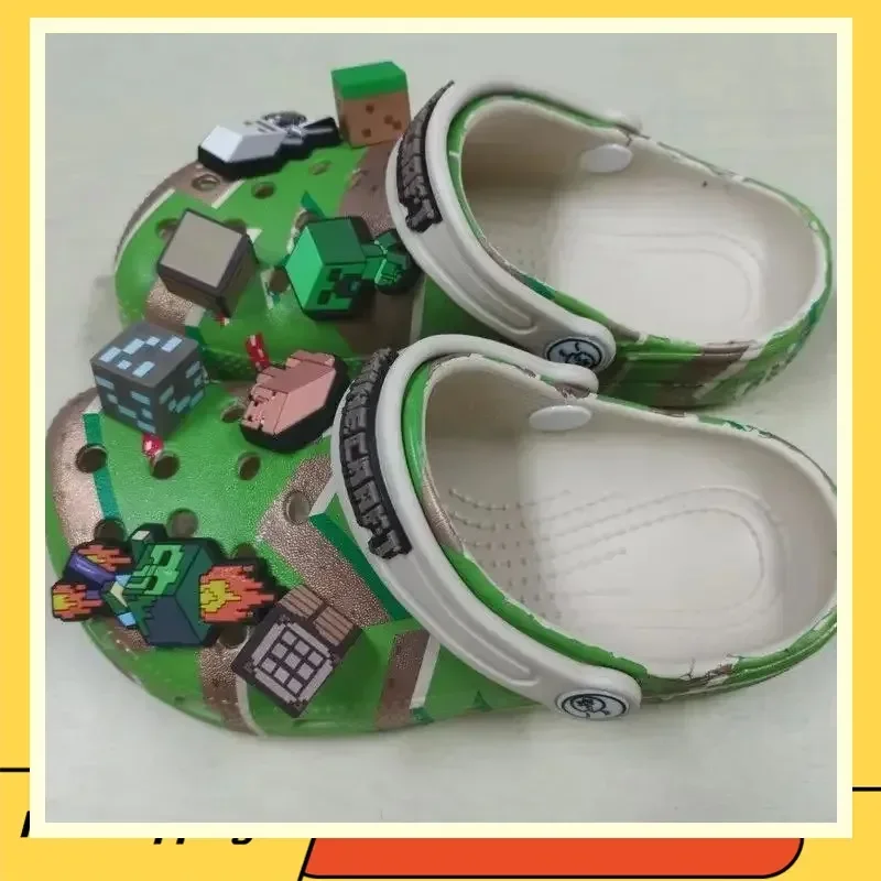 Minecraft 3D World Anime Game Bequeme, leichte Eva-Loch-Clogs, Sandalen, Sommer-Hausschuhe für Erwachsene, für Zuhause, Strand, rutschfest, Geschenk Image