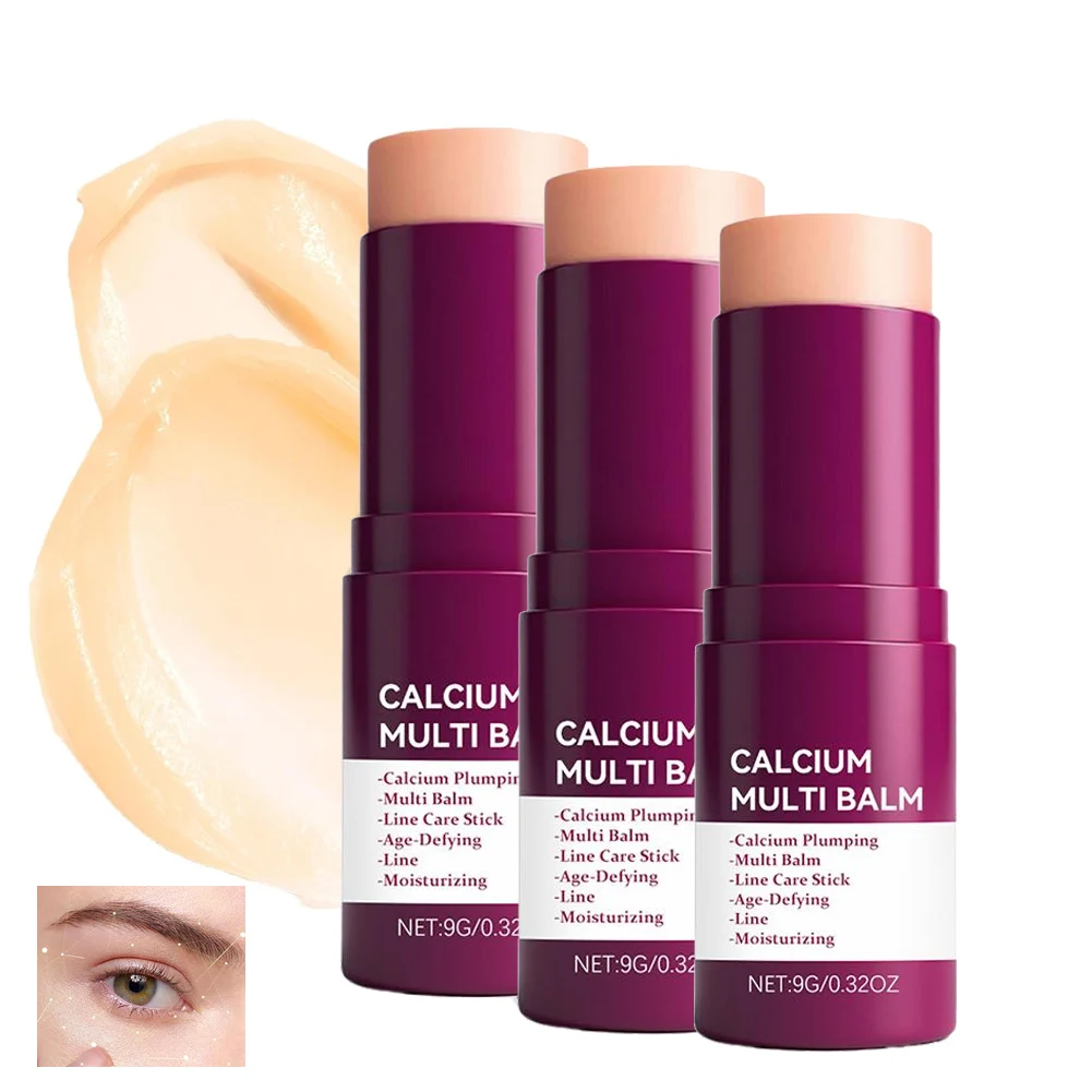 Calcium Multi Balm Stick, mit Kollagen angereicherter Augen- und Gesichtsbalsam gegen tiefe Falten, feuchtigkeitsspendender, straffender Stick für die Hautpflege, 1/2/3 Stück Image
