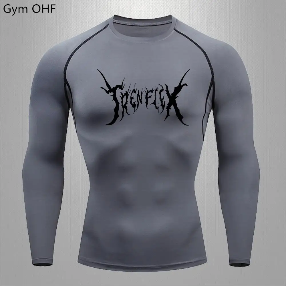 Herren-T-Shirt mit Anime-Aufdruck, schnell trocknend, eng anliegende Kleidung, hochelastisches Langarm-T-Shirt für Fitness, Gym, MMA
