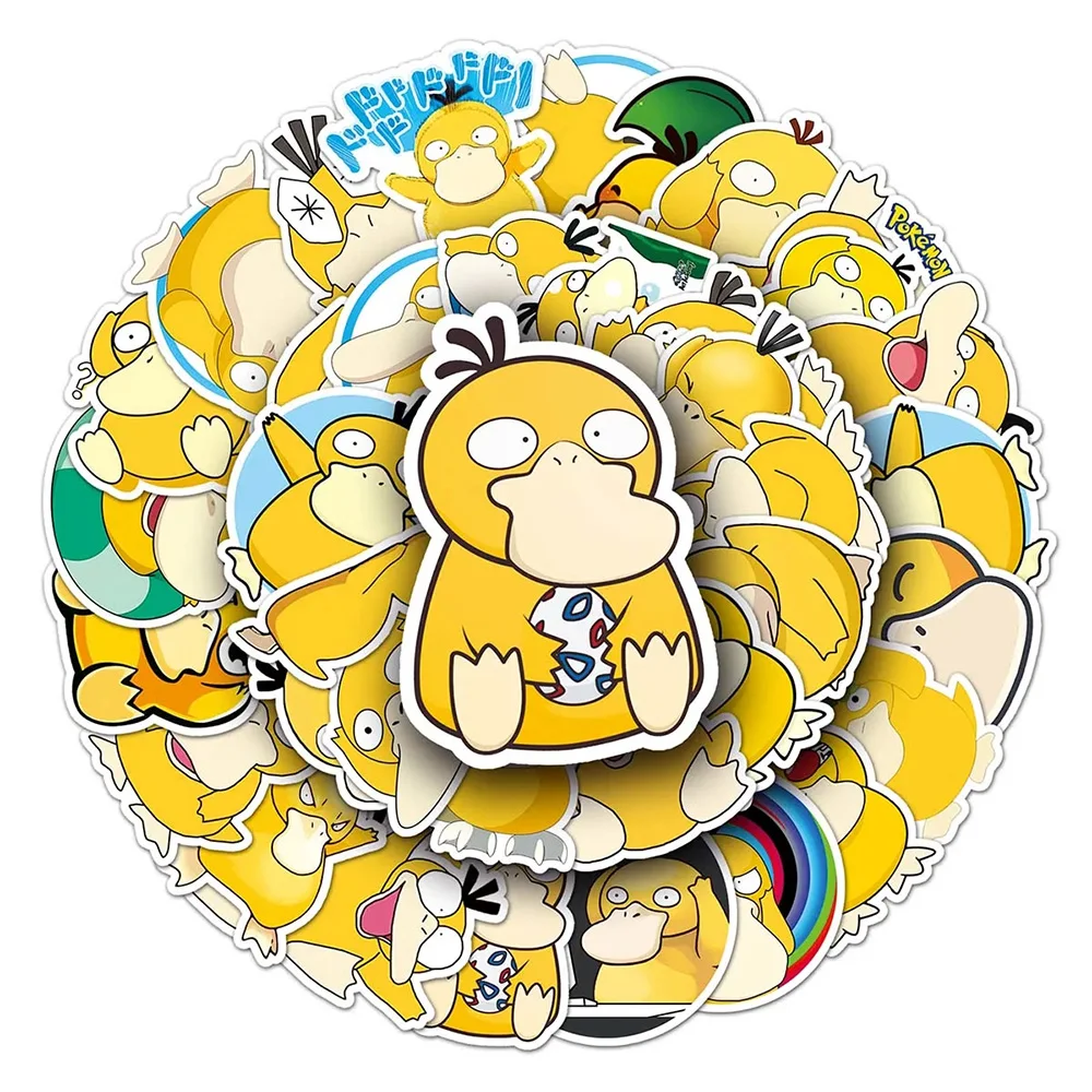 10/30/50 Stück Niedliche Pokemon Anime Psyduck Aufkleber Lustige Sticker für Spielzeug, Telefon, Wasserflasche, Notizbuch, Kawaii Cartoon Deko-Aufkleber Image