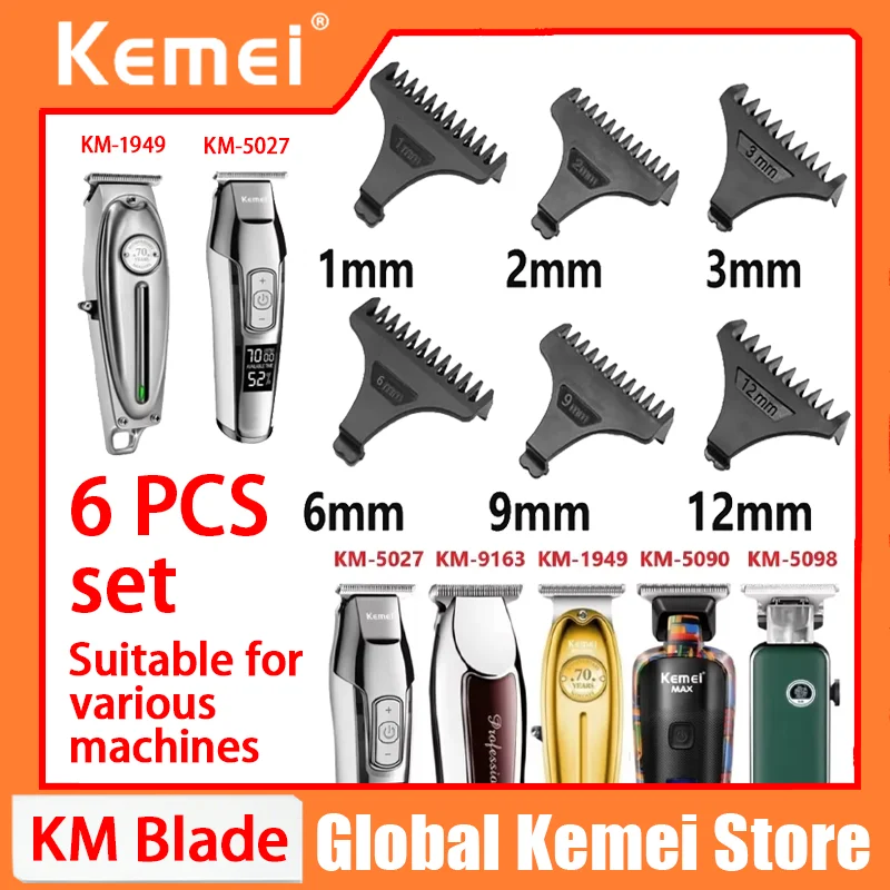 Kemei Haarschneider Aufsteckkamm Universal Schwarz Friseur Haarschneideguide für KM-5027 KM-1949 1 2 3 6 9 12mm Image