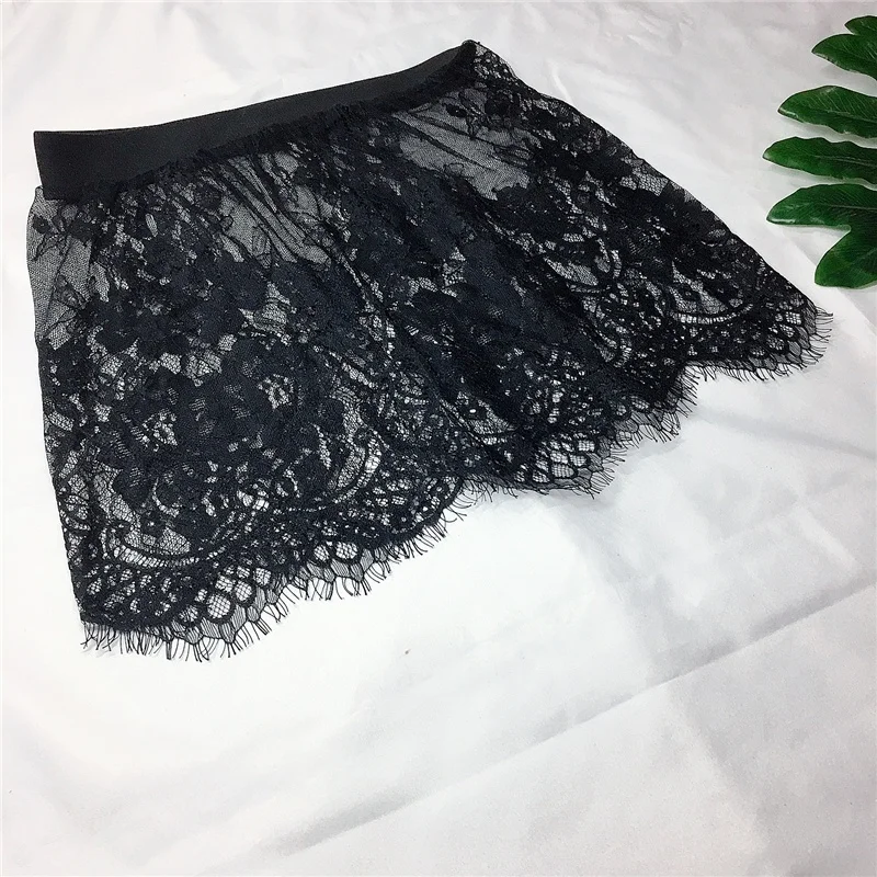 Minirock Sexy Transparenter Spitzen-Mesh-Rock Hemdverlängerung Damen Sommer Mini Schwarz Weiß Kurzer Mikrorock Damen Unterrock Image
