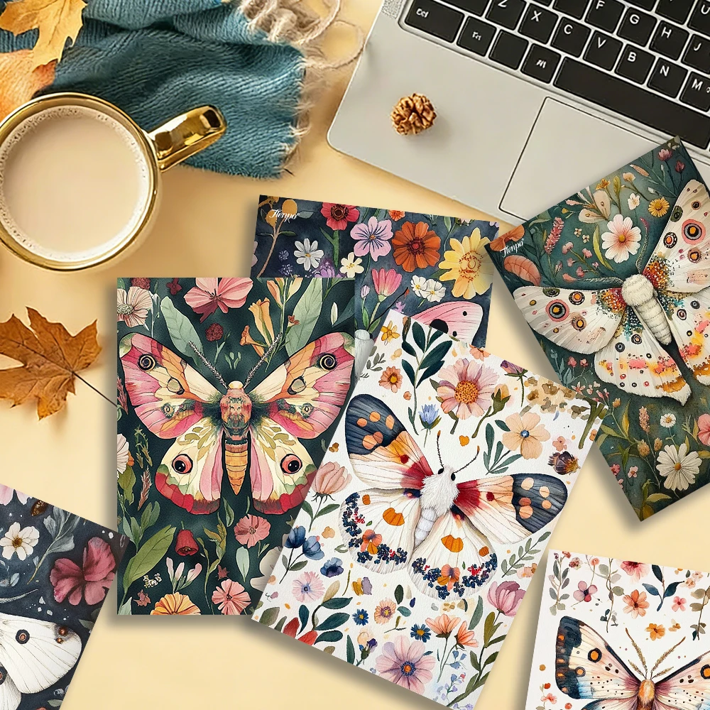 16 Stück handgezeichnete Vintage-Postkarten mit Aquarellmotiven und Blumen, Geburtstags-/Jahrestagsgeschenke, Sammlerstücke, geeignet zum Verschenken Image