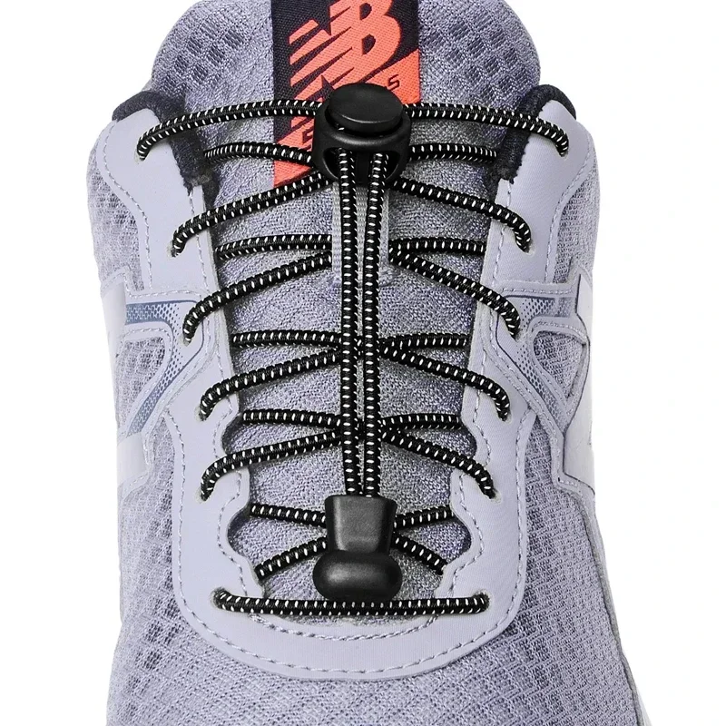 1 Paar elastische Schnürsenkel ohne Binden für Sneaker, schnell dehnbare Schnürsenkel mit Verschluss, runde Gummi-Schnürsenkel für einfache Anpassung Image