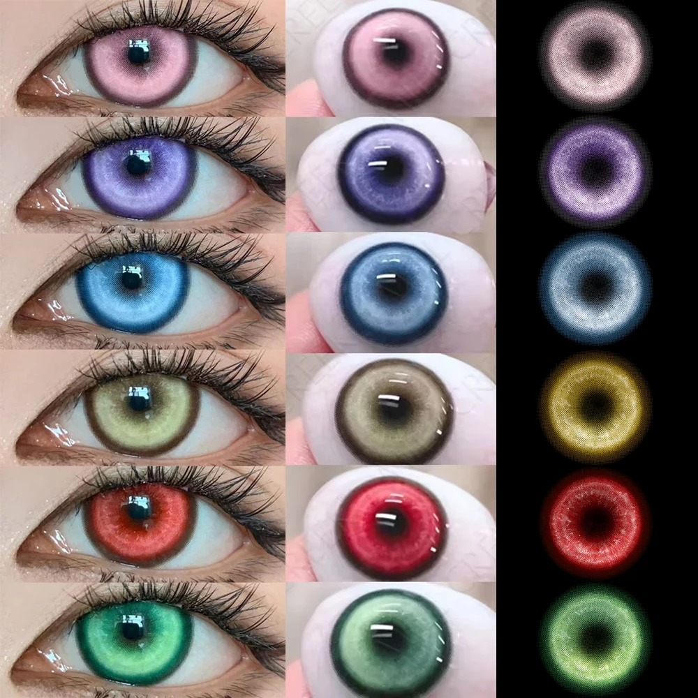 1 Paar Cosplay Koi Blau Grün Rosa Rot Braun Violett Kontaktlinsen Halloween Gruselige Softlens 14,5 mm Image