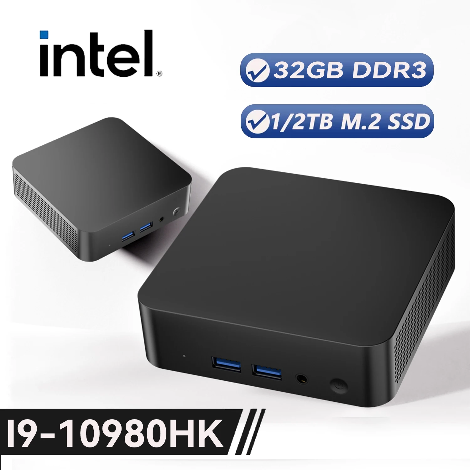 Mini PC Intel I9-10980HK Windows 11 Pro 32GB DDR3 2048GB SSD WiFi 6 BT5.0 4K Monitor Office Gaming Desktop Mini Computer