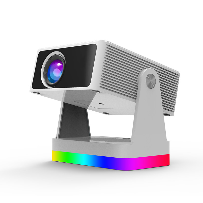 Smart Projector with Auto Focus Auto Keystone, 720P Native Portable Movie Projector with RGB Ambient Light, Bluetooth Speaker, WiFi Screen Casting, 180° Rotatable Home Theater Projector