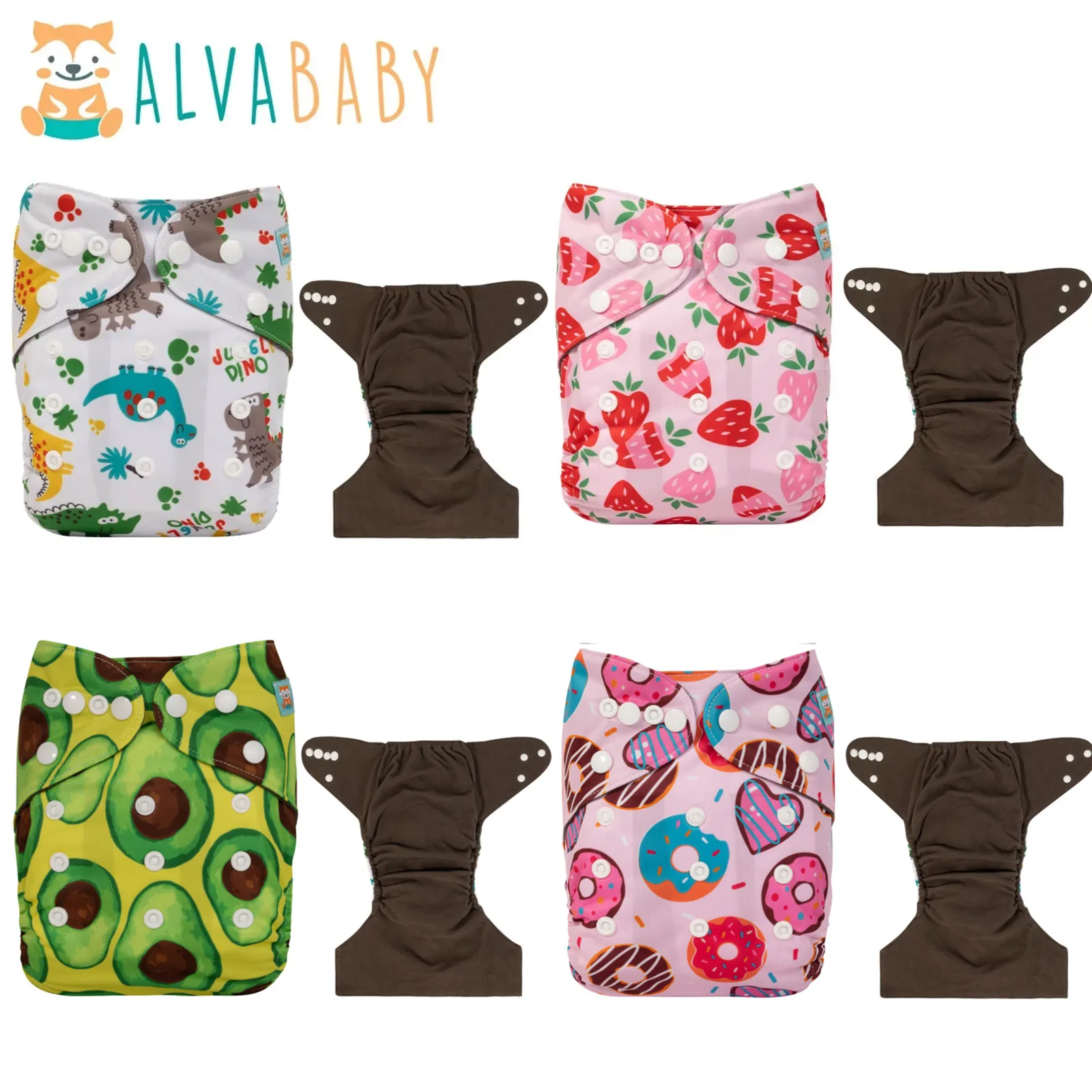 1 Stück ALVABABY Bambuskohle Baby-Stoffwindelschale, wiederverwendbar, moderne Stoffwindelschale für Babys, 3–15 kg, verstellbare Druckknöpfe Image