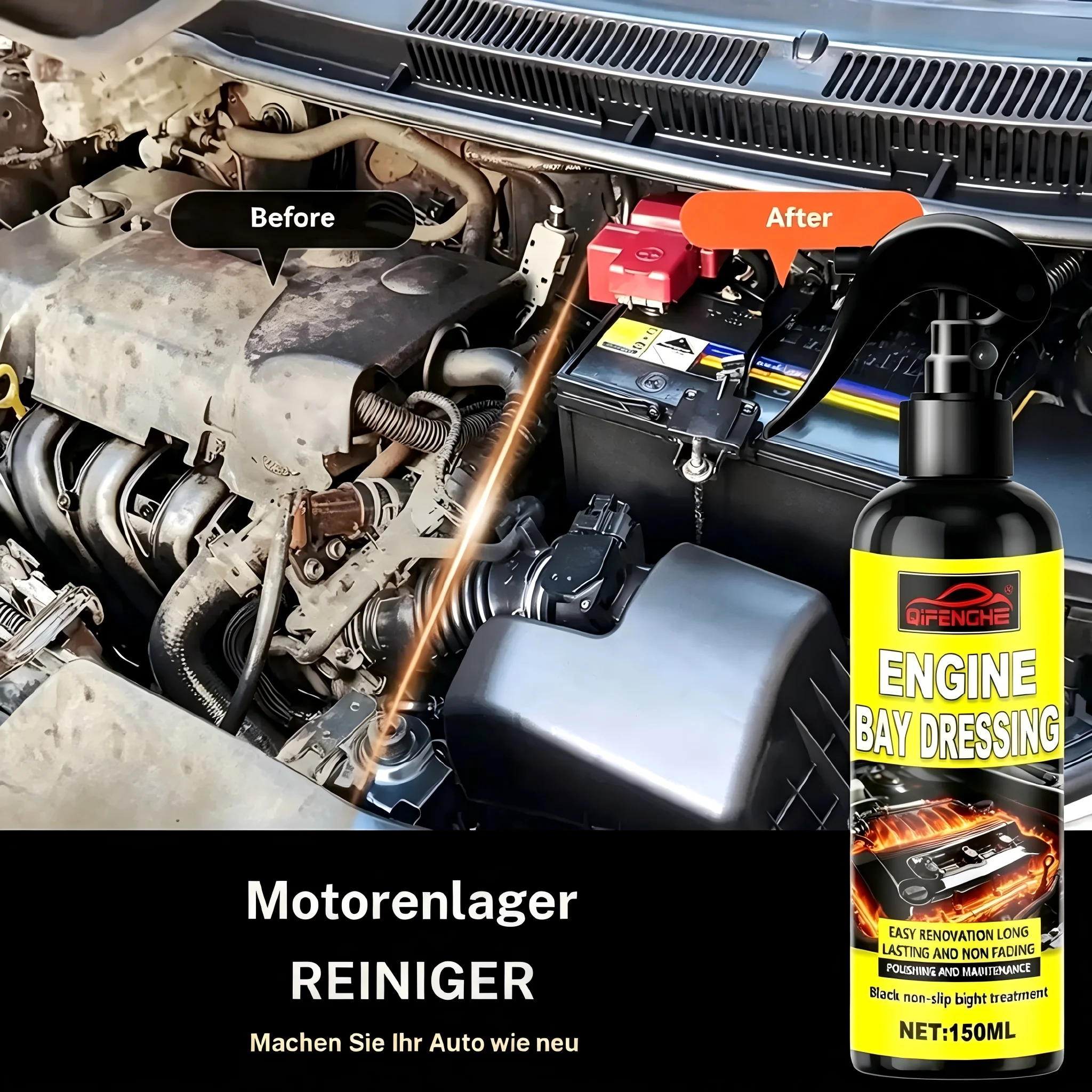 150ml Mehrzweck-Rostentferner-Spray, Sofort-Rostumwandler-Reiniger für Autofelgen, Verrostete Schrauben, Fahrradketten & Eisenmetalloberflächen, Schnellwirkendes Rostflecken-Entfernungsmittel Image