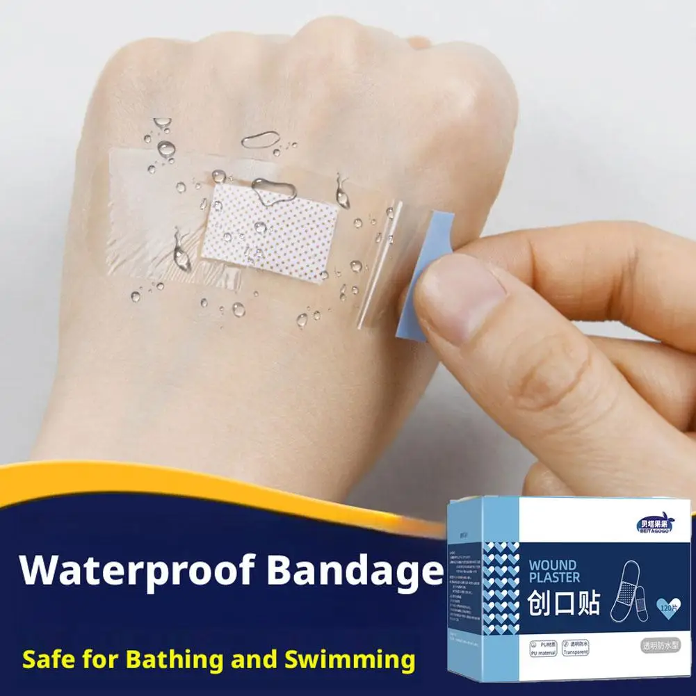 50/120 Stück/Set Transparentes Pflaster, wasserdichtes Wundverbandpflaster, Hautpflaster, selbstklebende Bandagen für Kinder und Erwachsene Image