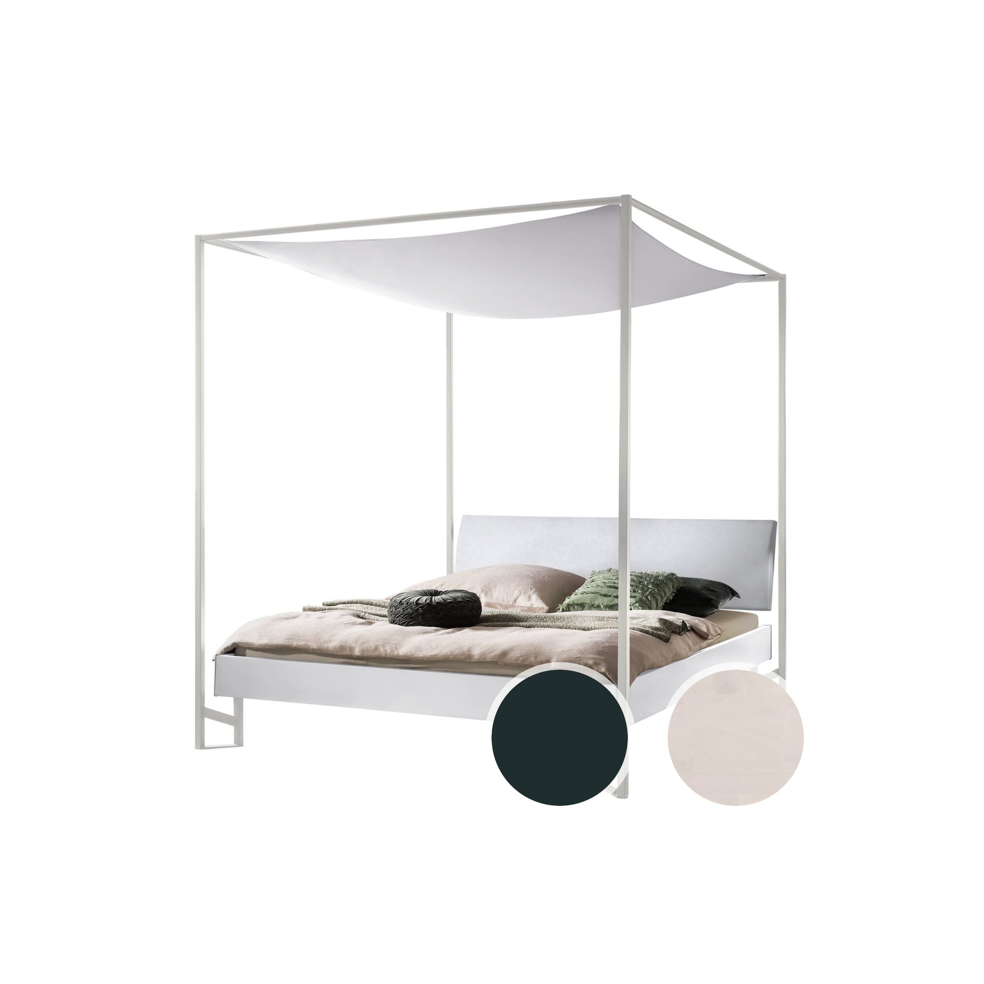 Hasena »Velino« Himmelbett 160x200 cm / Beton Nachbildung / Kul smoke / Anthracit