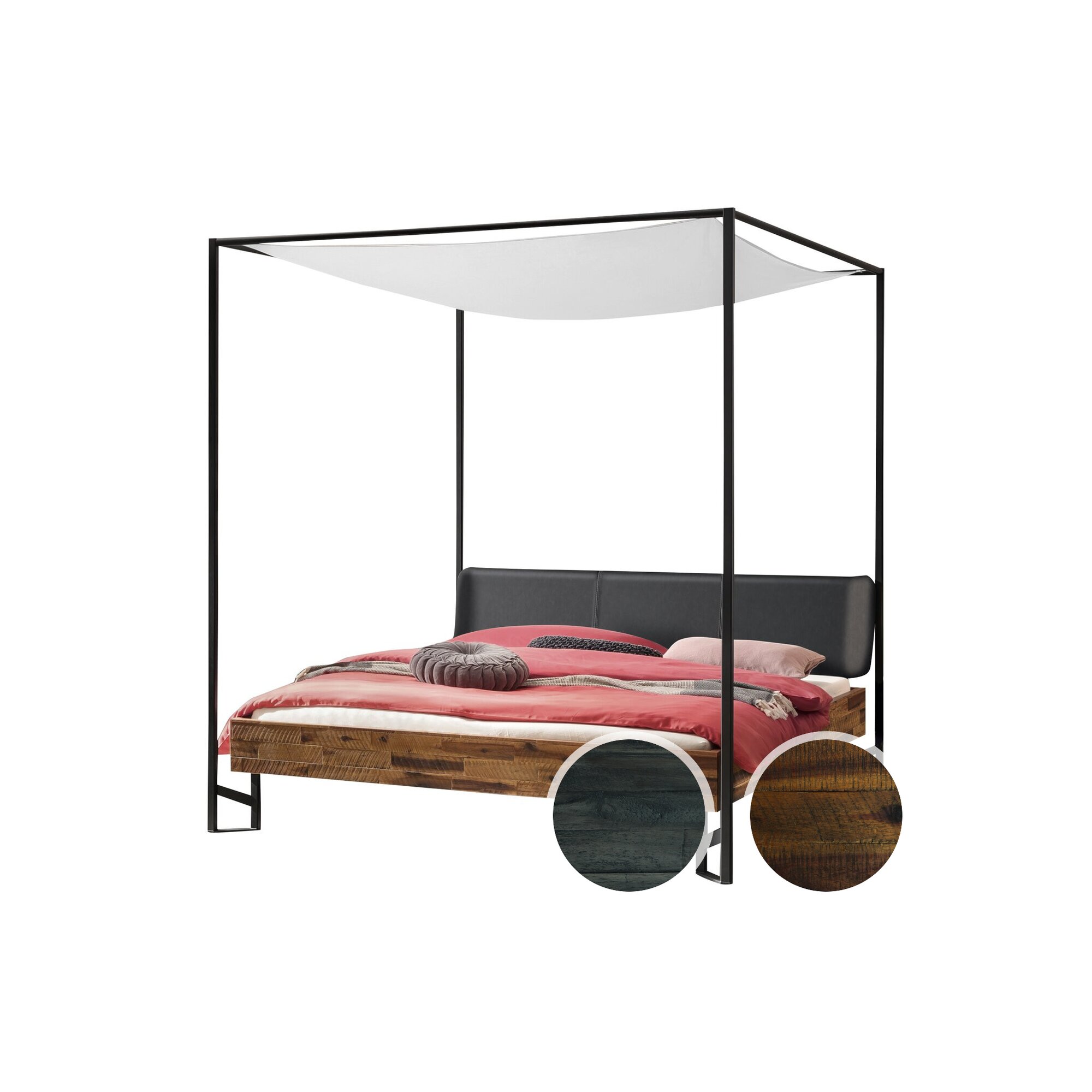 Hasena »Bogina« Himmelbett 180x200 cm / Akazie Vintage brown, lackiert