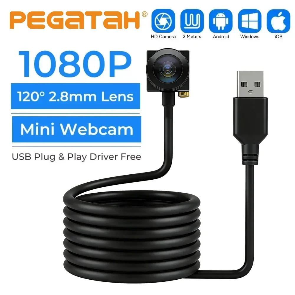 PEGATAH Webcam 1080P Mini Caméra pour Ordinateur Portable, Caméra USB, Caméra Web pour Ordinateur, Mise au Point Automatique, Webcams de Surveillance Full HD