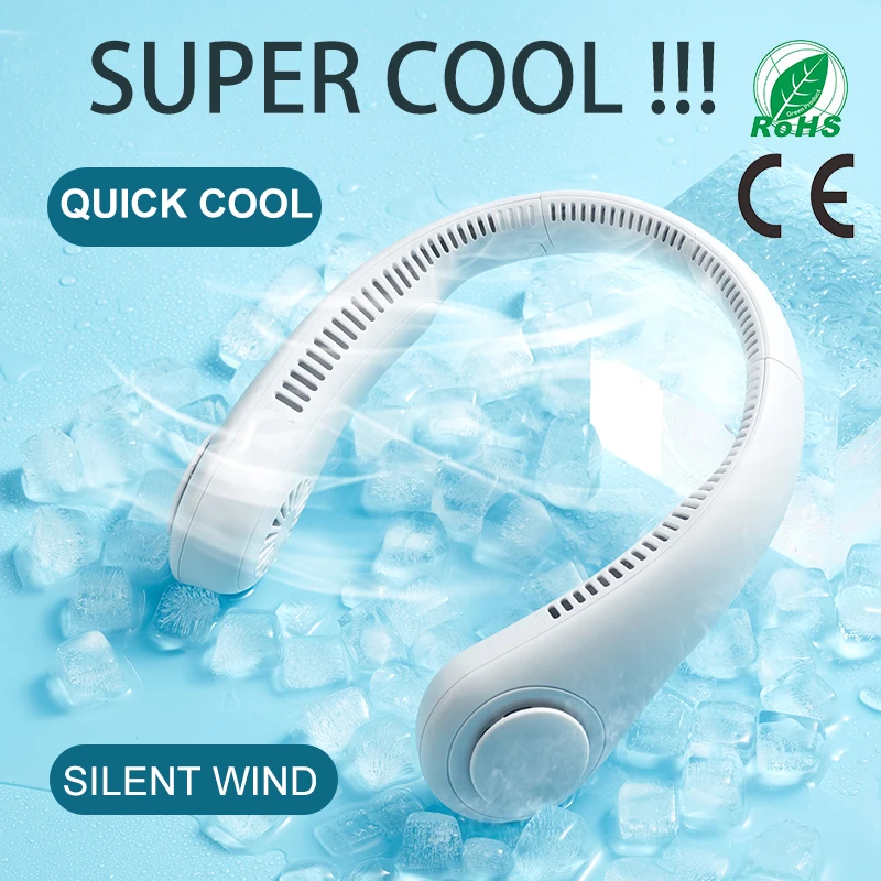 Tragbarer Nackenventilator, elektrisch, kabellos, wiederaufladbar, USB-Mini-Ventilator, blattlose Stummschaltungsventilatoren Image