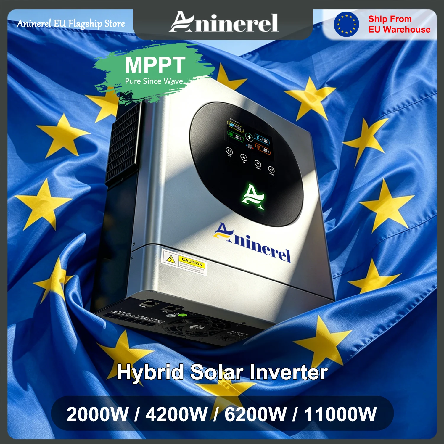 Aninerel 11KW 6.2KW 4.2KW Onduleur Solaire Hybride Hors Réseau + Sur Réseau avec MPPT intégré 24/48V 120A/160A, Onduleur Domestique à Onde Sinusoïdale Pure 220Vac, Écran LCD, Onduleur PV 2000W 12V 60A