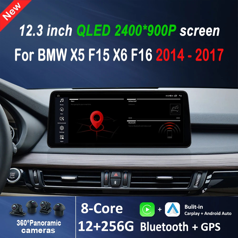 12,3 Zoll für BMW X5 F15 X6 F16 2014 - 2017 Android 16 QLED 2400*900P Kabelloses Carplay Auto-Multimedia-Videoplayer DSP GPS Image