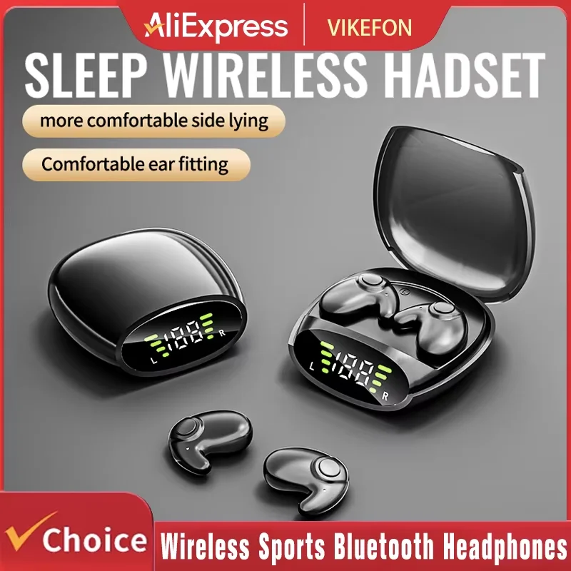 Unsichtbare Schlaf-Kopfhörer Kabellose TWS Bluetooth 5.3 Kopfhörer Versteckte Ohrhörer IPX5 Wasserdicht Geräuschunterdrückung Sport-Headset Image