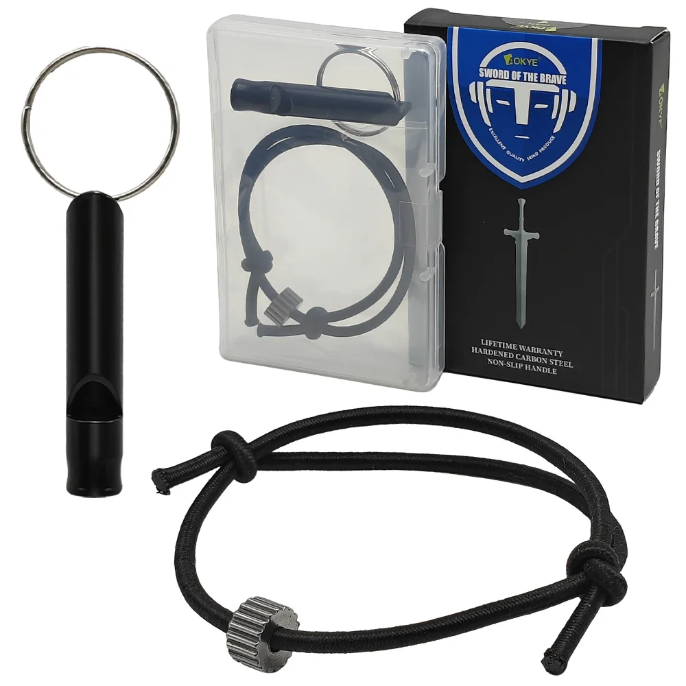Auto-Fensterbrecher-Armband aus Wolframstahl, Notfall-Fluchtwerkzeug, Überlebenspfeife, Schlüsselanhänger, Paracord-Armband, Auto-Sicherheit Image