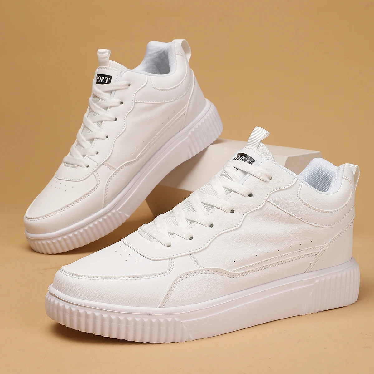 Schwarz-weiße klobige Mid-Top-Skateschuhe, Unisex-Sneaker mit Höhenerhöhung, vielseitige Streetwear für Alltag und Pendeln