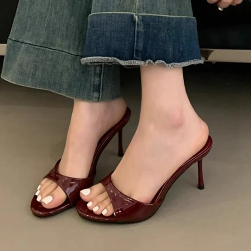 Sexy Damen High Heels Pantoletten Elegante Sandalen Damenschuhe Sommer 2026 Luxusmarke Strand Open-Toe Schuhe Mode Slides Femme