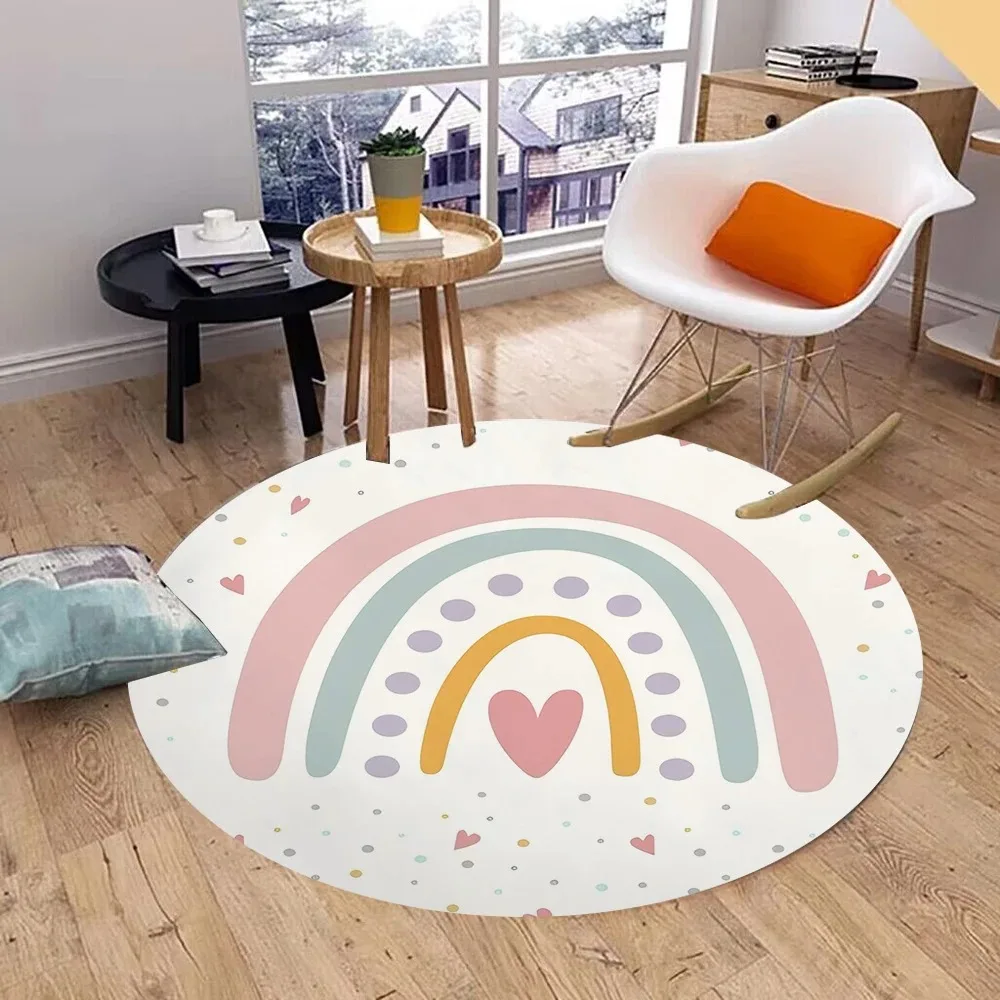 Runde Regenbogen Wolke Teppich Matte Teppich Home Dekoration Kinderzimmer Cartoon Muster Boden Matte für Wohnzimmer Kinderzimmer Schlafzimmer Dekor Image