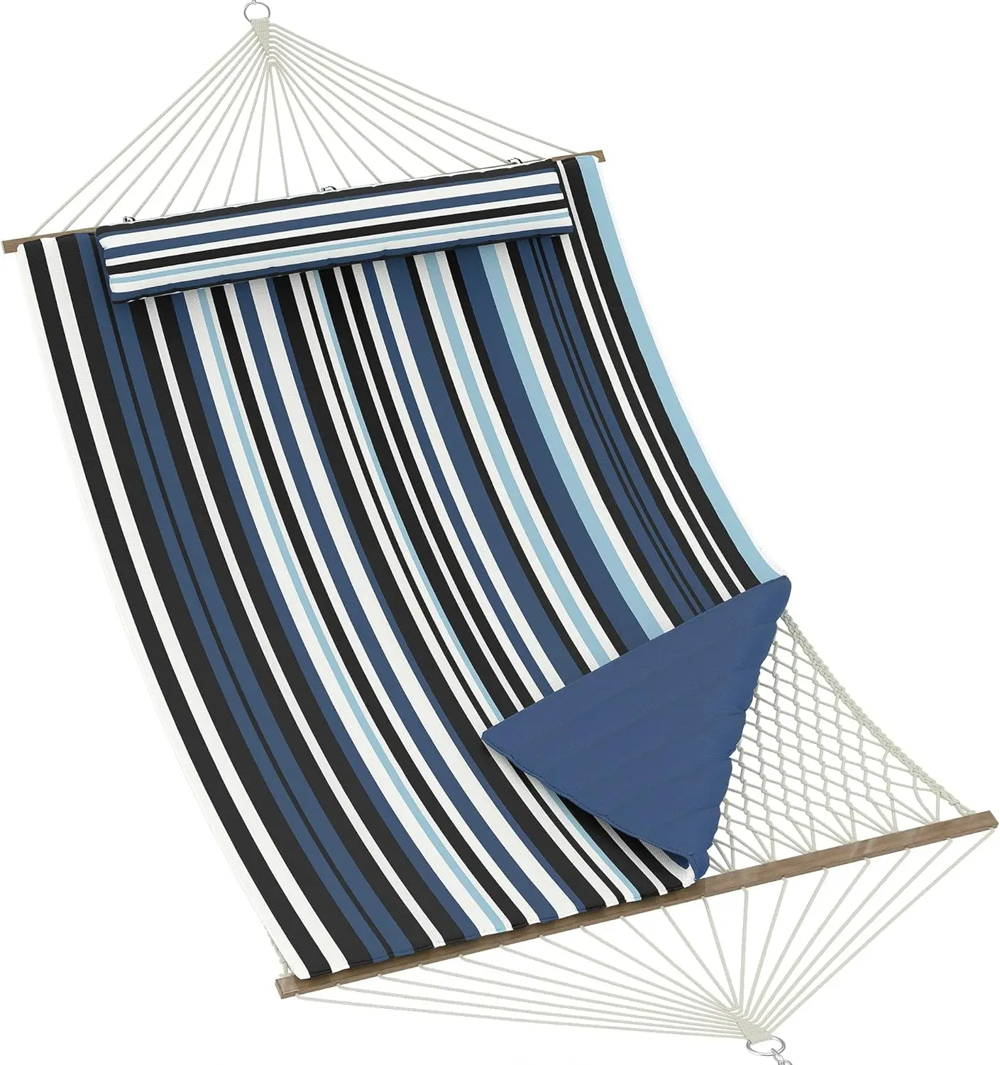 Garvee 12FT Doppel-Outdoor-Hängematte: Tragbare 2-Personen-Hängematte mit Spreizstange, großem abnehmbarem Kissen, Aufbewahrungstaschen & Karabinern, 450 LBS Tragkraft, robuste Komfortliege mit Image