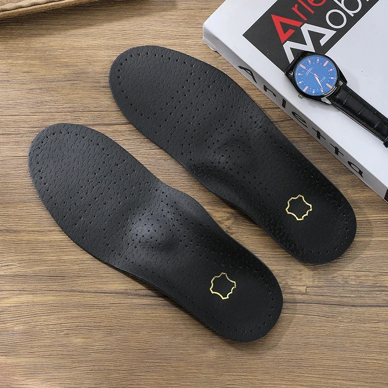 1 Paar orthopädische Einlegesohlen zur Unterstützung des Fußgewölbes bei Plattfüßen, atmungsaktive Einlegesohlen aus Leder, stoßdämpfende Schuhsohle aus Latex, weiche, bequeme Schuhpolster Image