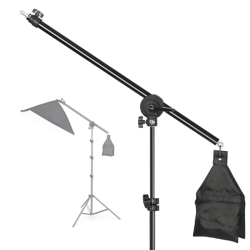 SH Verstellbarer Stativ-Auslegearm für Lichtstativ mit Sandsack, ausziehbar bis 135 cm, tragbarer Lichtstativ-Auslegearmhalter für Fotografie Image