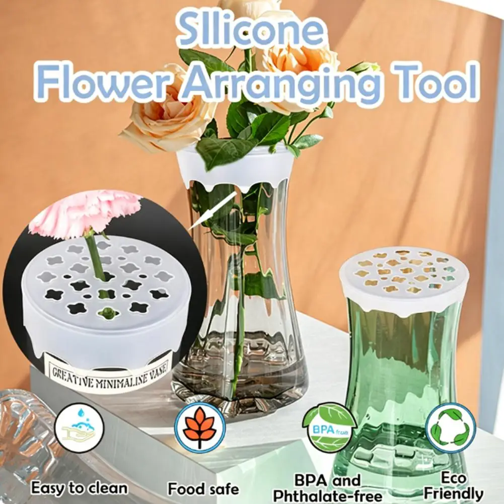 Silikon-Blüten-Gitter Blumenarrangierer, Wiederverwendbarer Blumenstielhalter für Vasen, Wasserfestes Blumengitter für DIY-Arrangements Image