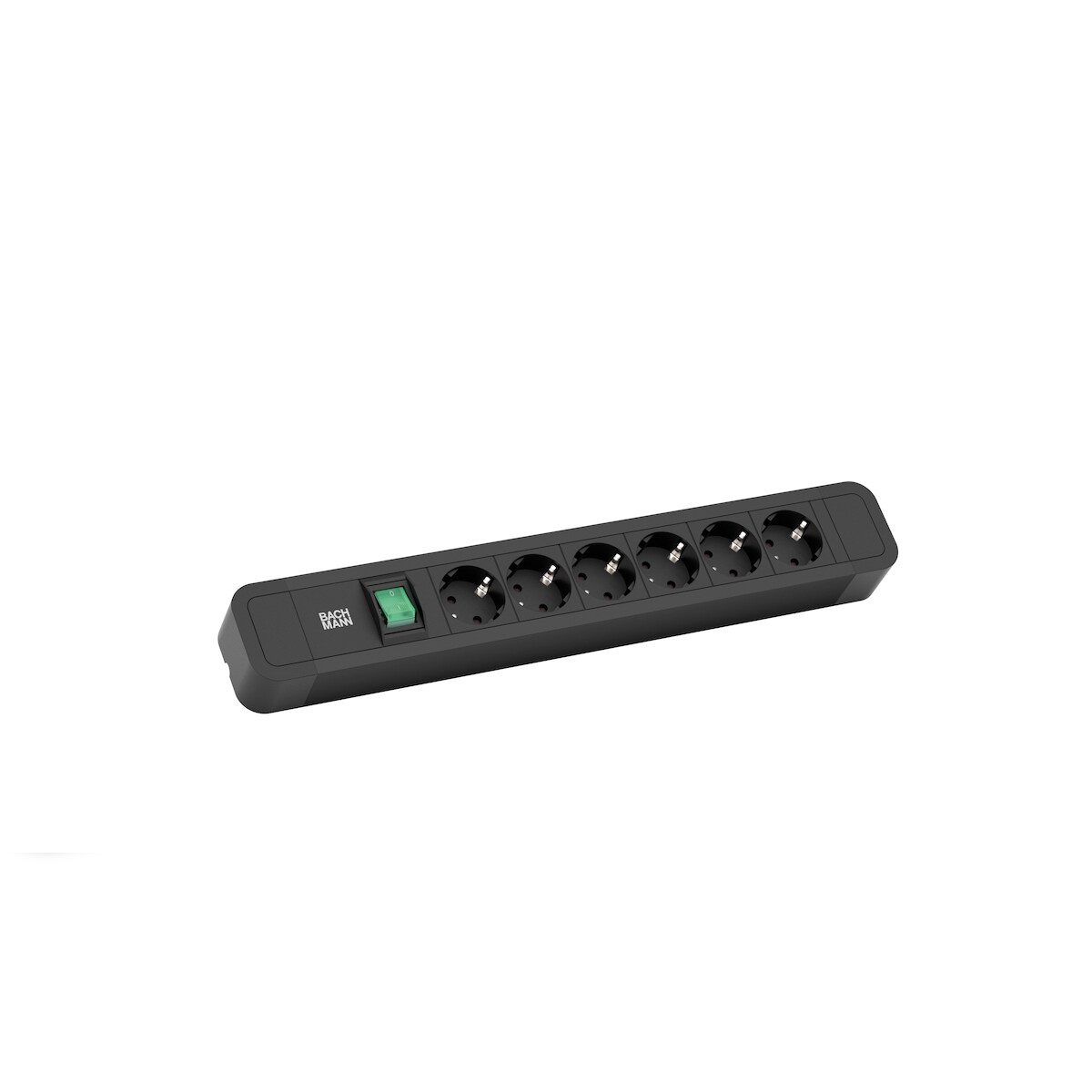 Bachmann Steckdosenleiste PRIMO 2 ALU, 6-fach, schwarz, 2,0m, mit Schalter Image