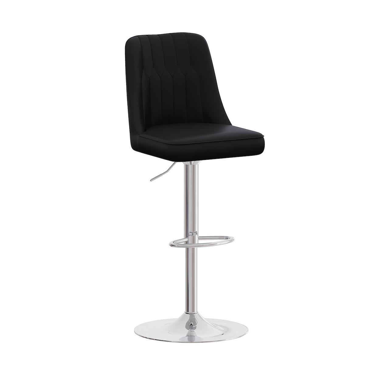 MODFU Barhocker 2er-Set aus Metall und PU-Leder in Schwarz/Silber, höhenverstellbar und 360° drehbar Image
