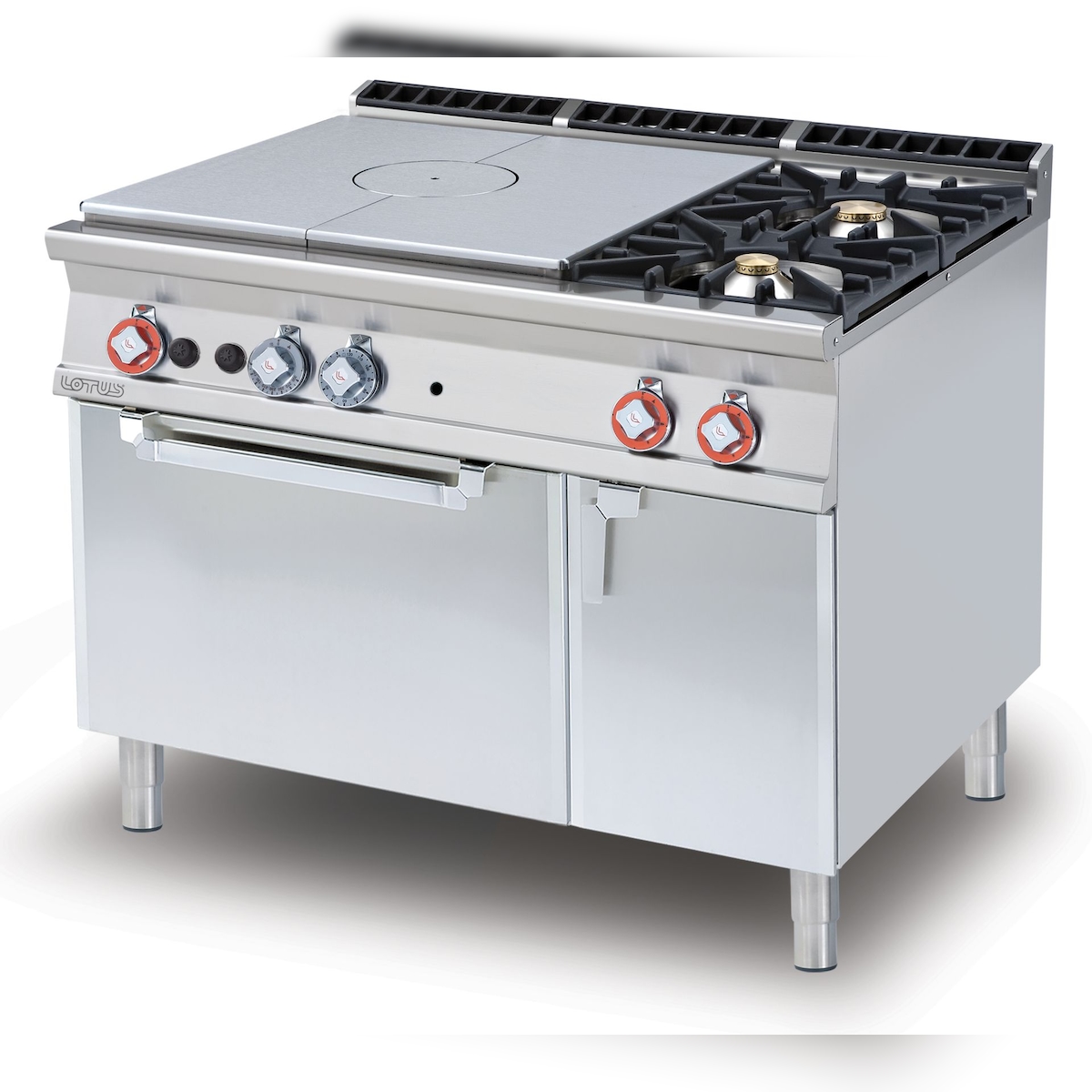 All-Gas-Kochfeld + 2 Brenner mit Zündflamme auf GN2/1 statischen Gas-Backofen. Abmessungen 120x90 h90 cm. Modell TPF2-912GV Image
