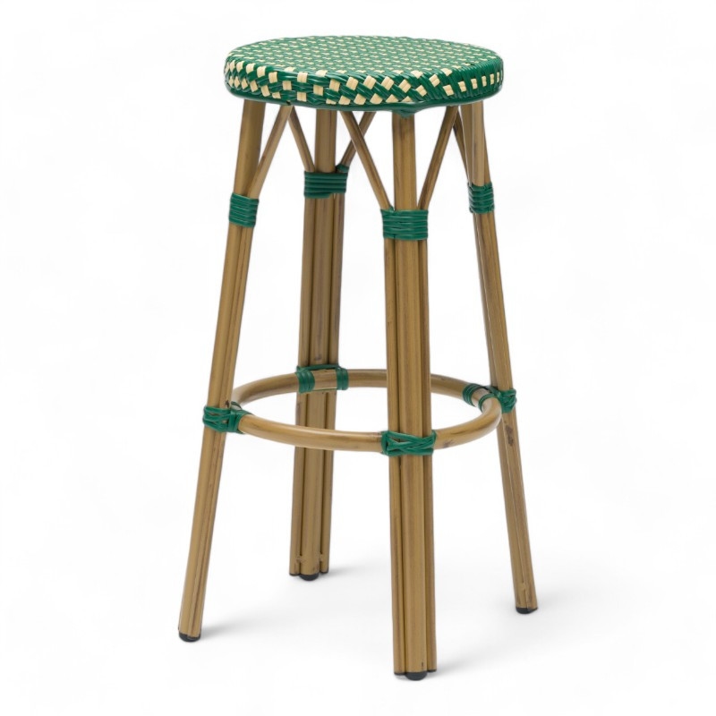 Bistromania RIVOLI Barhocker – Dunkelgrün und Creme – Durchmesser 56 x Höhe 74 cm Image