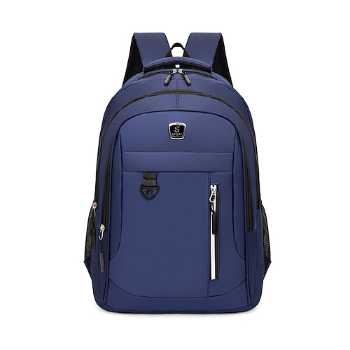 Großer Schulrucksack für Jungen, mehrlagig, mit Laptopfach, wasserdicht, aus Polyester, ergonomisch geformt, blau/schwarz/grau Image