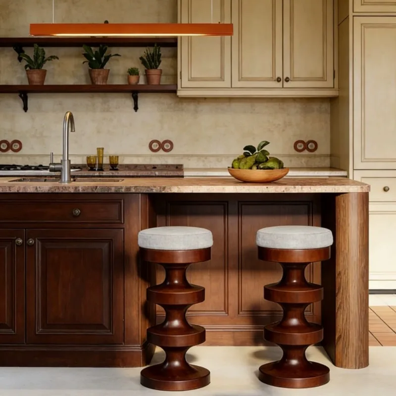 Moderne Barstühle aus Holz für Küche, luxuriöser Wohnbereich, Designer-Restaurant-Barhocker, bequeme Taburete Alto-Wohnmöbel