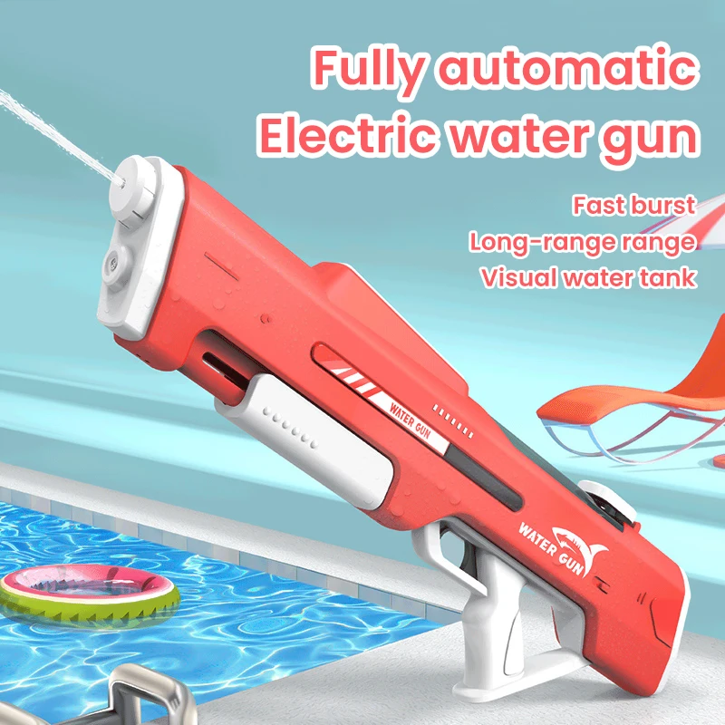 62CM Erwachsene Elektrische Wasser Pistole Spielzeug 1000ML Leistungsstarke Automatische Wasser Pistole Blaster Platzt Spielen Sommer Outdoor Pool spielzeug für Jungen Image