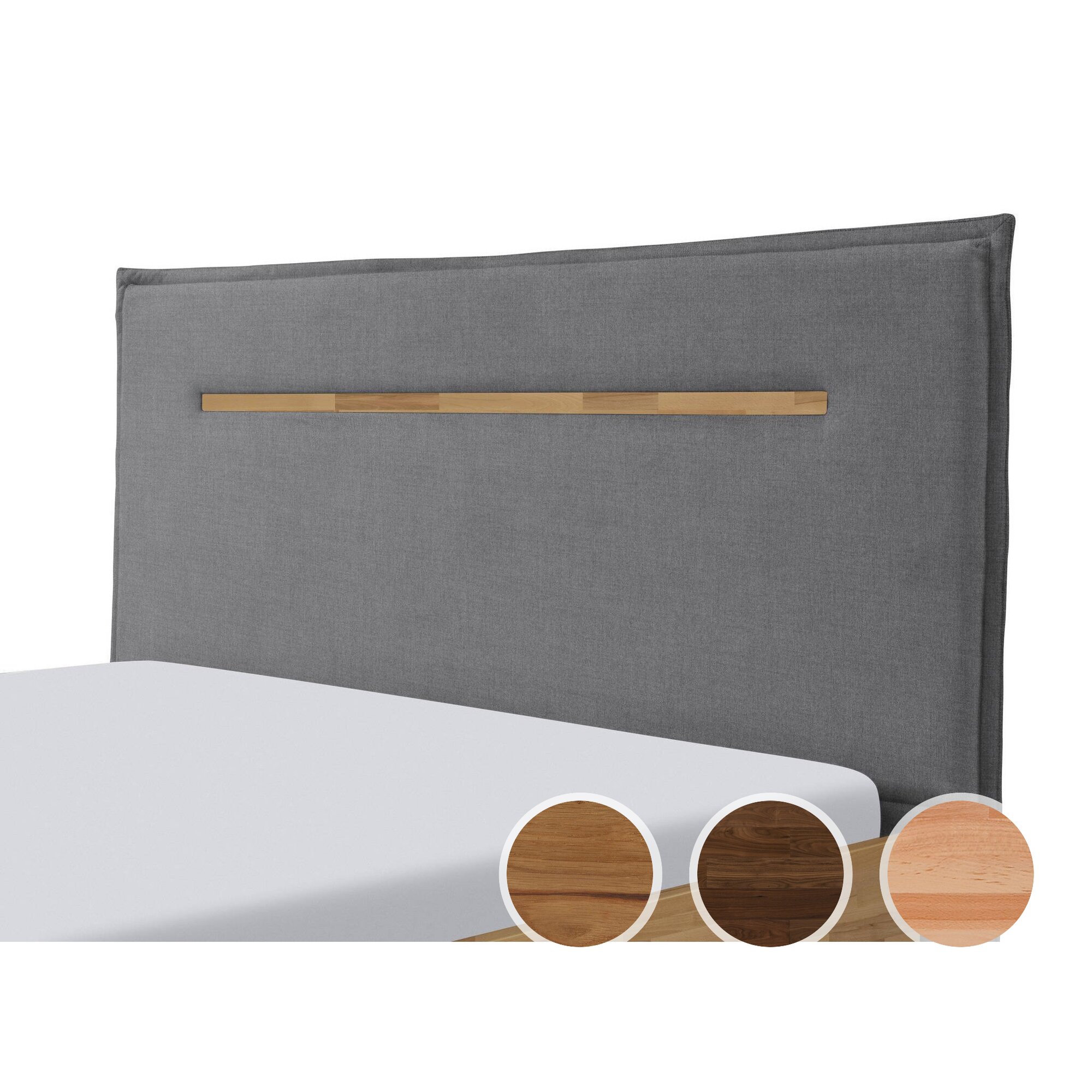 Hasena »Cloe« Kopfteil gepolstert 140 cm / Wildeiche natur, geölt / Boucle fresco Image
