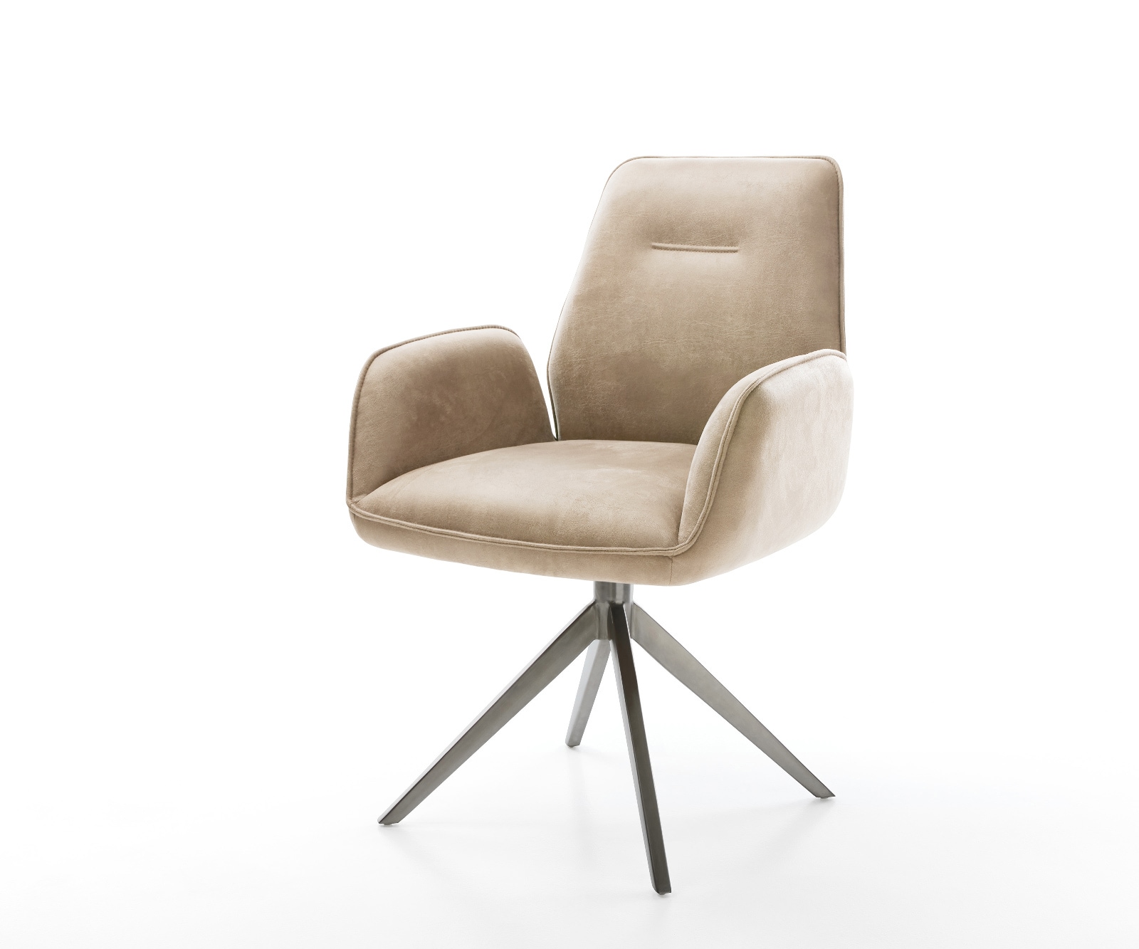 DELIFE Drehstuhl Clea-Flex Mikrofaser Taupe Vintage Kreuzgestell breit Graphit 360° drehbar Wippfunktion, Esszimmerstühle