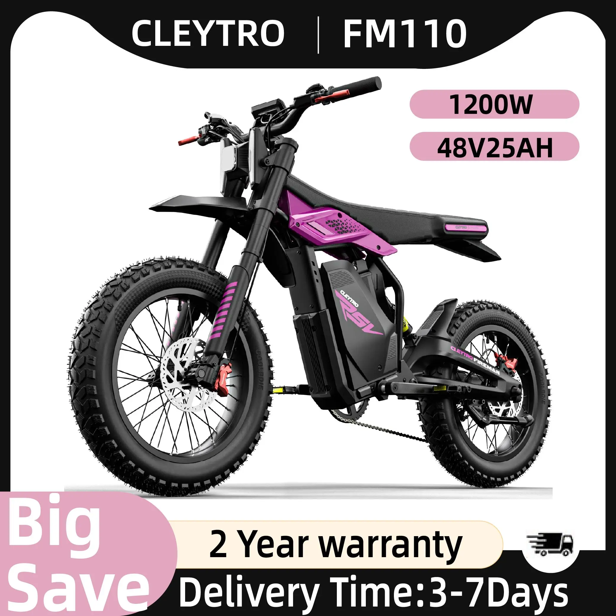 CLEYTRO FM110 Erwachsenen-Allterrain-Elektrofahrrad 1200W Motor 48V25AH 20-Zoll Schnee-Offroad-Reifen Erwachsenen-Elektrofahrrad Image