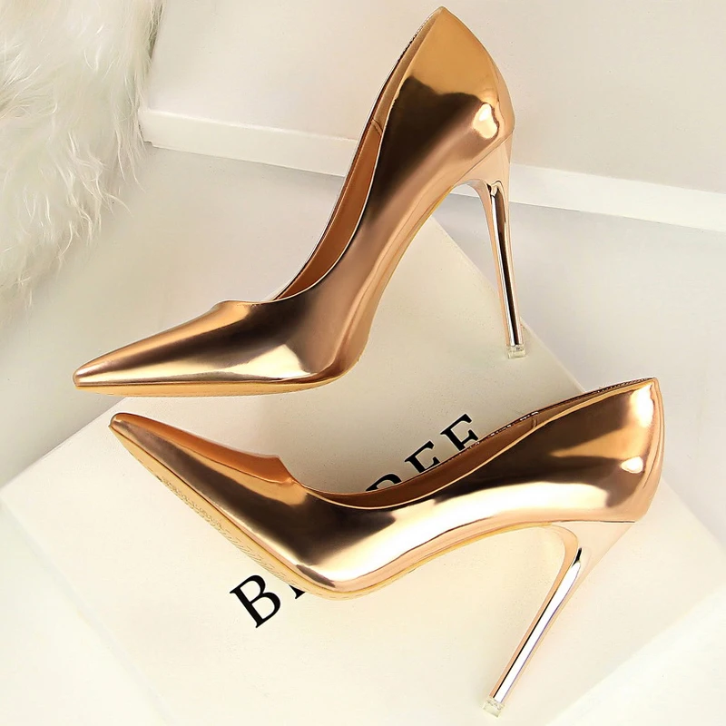 BIGTREE Schuhe Klassische Pumps Lackleder Damen Pumps Mode Damen Hochzeitsschuhe High Heels Stiletto 10,5 cm 7,5 cm Damenschuhe