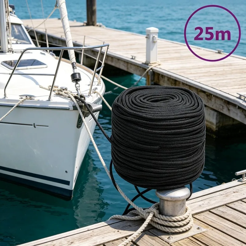 Schiffsschnur Schwarz, komplett, 10 mm, 25 m, Polypropylen, geeignet für Schiffe