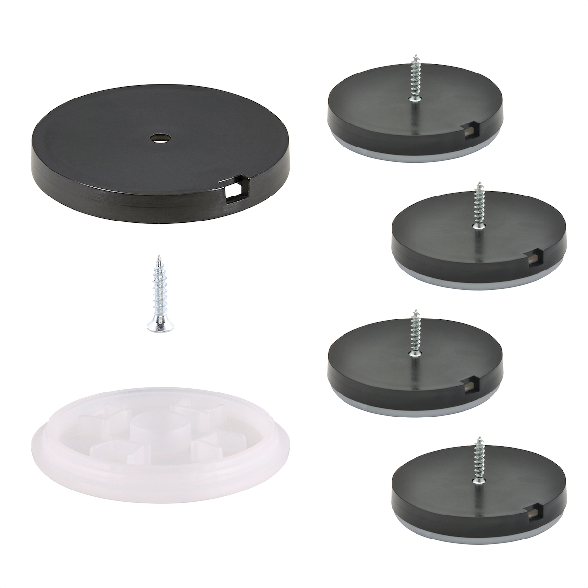 WAGNER QuickClick® Plastikgleiter antirutsch STOPP - zum Schrauben, 4x Basis&Schraube&Einsatz Ø 50 mm, DE-Ware- 15804800