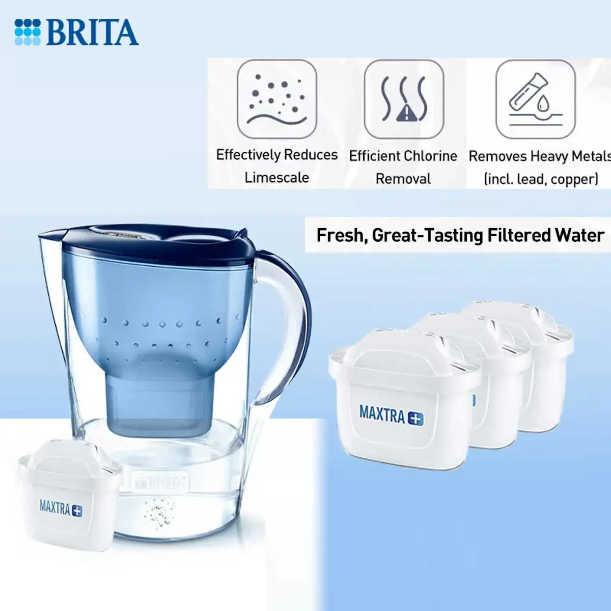 Brita Maxtra Wasserfilterkartusche, reinigt Wasserkocher, Aktivkohle-Wasserfilter, 1/3/6/12 Stück, einfacher Austausch, problemlose Verwendung Image
